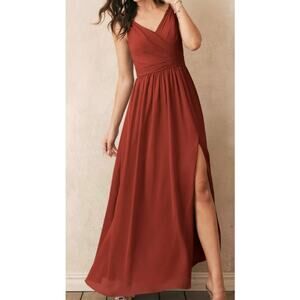 AW BRIDAL sz 8 rust orange Joie bridesmaid chiffon bridesmaid maxi dress B56